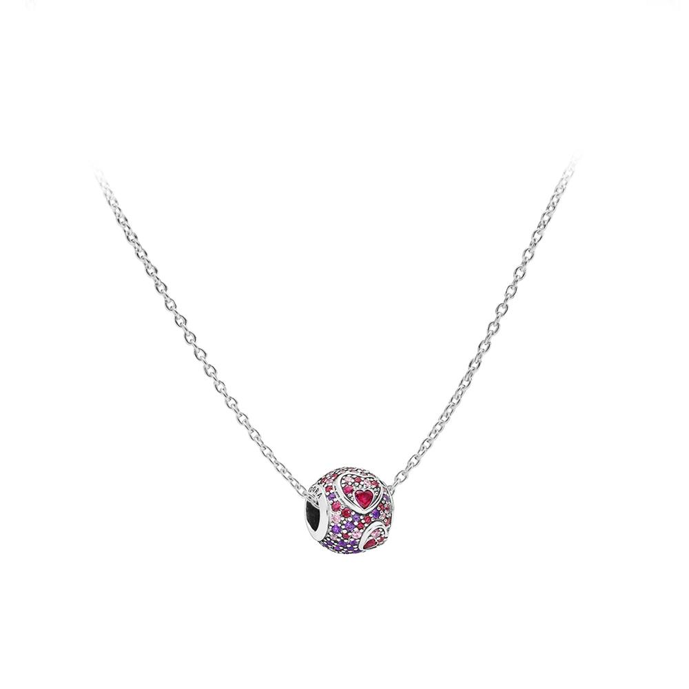 Pandora Heartfelt Romance Set 925 Silver Necklace Unisex necklace ZT24101517A F,Heartfelt Deeply in Love Set