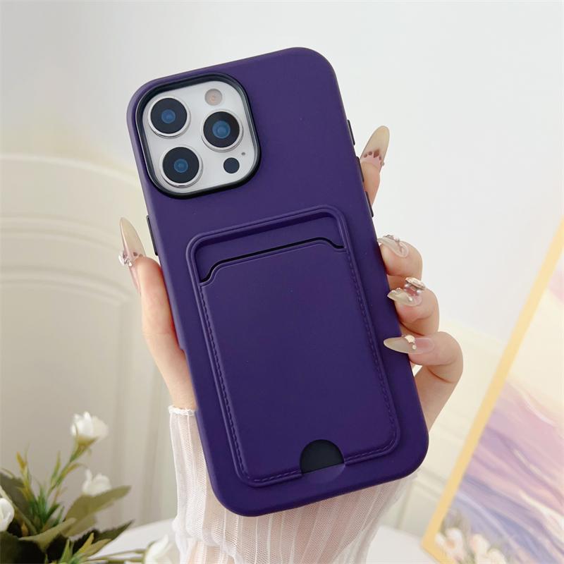 2in1 Card Holder Slot Wallet Po Pocket Case For iPhone 16E 16 15 14 Plus 13 12 11 Pro Max Matte TPU+PC Shockproof Clear Cover