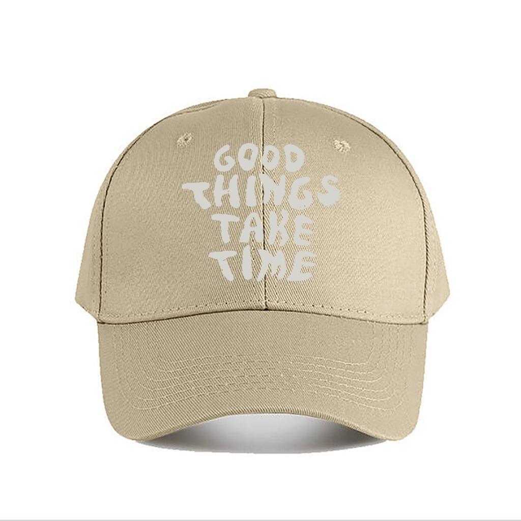 Good Things Take Time Text Baseball Cap Fashion Outdoor Sports Sunhat Unisex Snapback Cap WoUnisexs