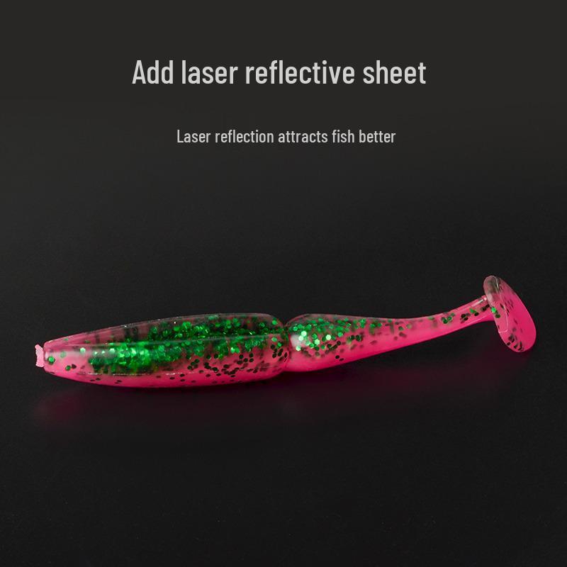 Locken: Zweiteiliger T-Schwanz Softbait für Mandarinfische, Kunstwurm mit hoher Dichte zum Meeresangeln.