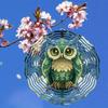 Laser Cut Metal Owl Wind Chime with 360 Degree Rotating Holographic Design Weather Resistant Outdoor Indoor Hanging Decor No Electricity Needed