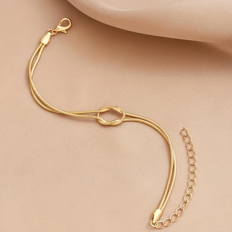 European and American Luxury Minimalist Snake Bone Double-Layer Knotted Bracelet