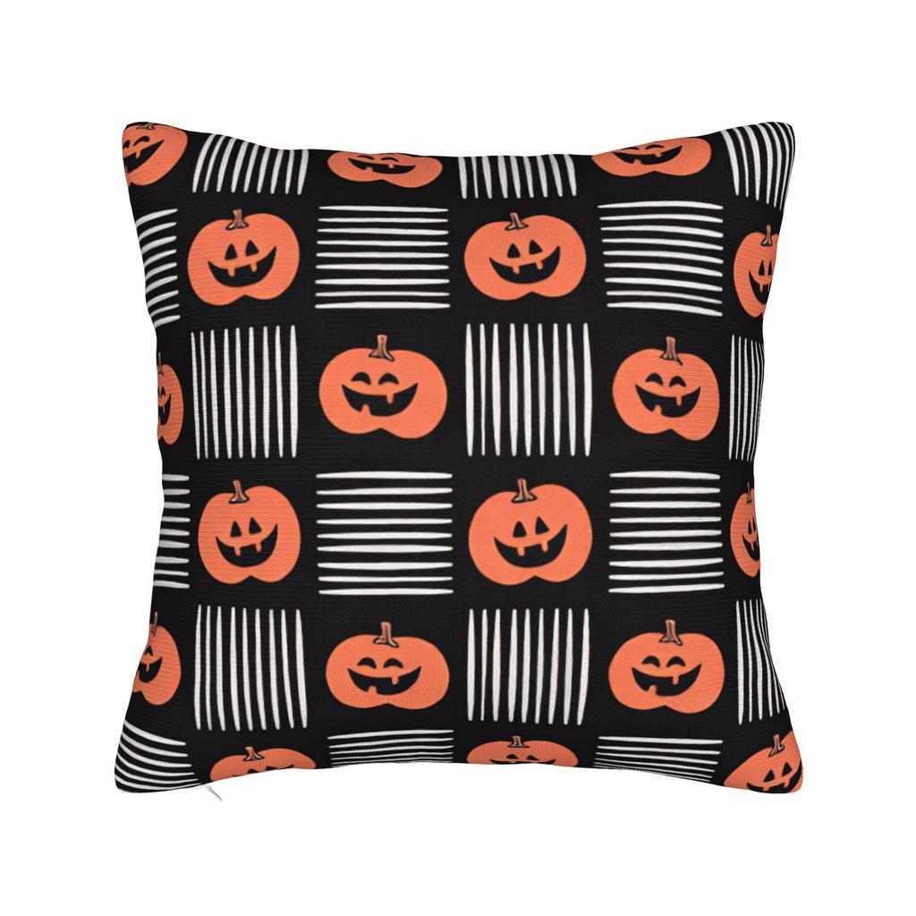 Pillow Case Halloween Pumpkin Striped Geometric Seamless Pattern Comfy Pillow Cover For Sofa Car Home Decor Funny Pillowcases