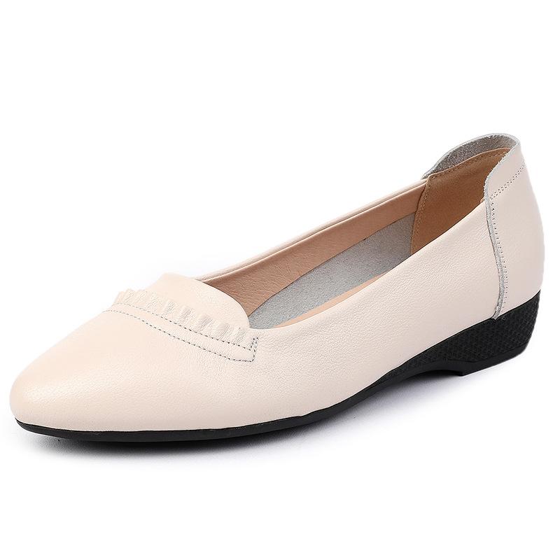 Women Shoes Casual Genuine Leather Spring 2025 New Soft-soled Lightweight Mother Shoes Large Size 35-43 Flat Shoes For Ladies