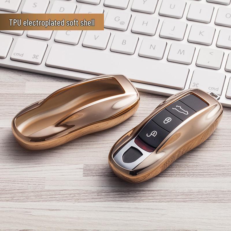TPU Electroplated Soft Rubber Key Shell for Porsche Panamera/Macan