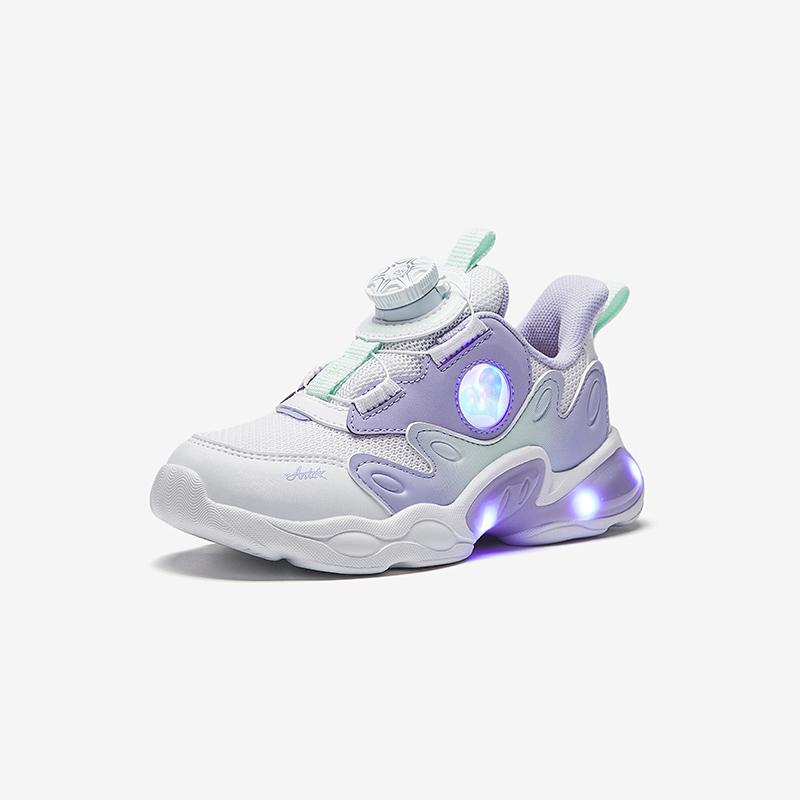 Anta Kids Synthetic Leather Mesh Comfortable Versatile Trendy Fun Light-Up Shoes Lightweight Shock Absorption Low-Top Kids Running Shoes A22449968