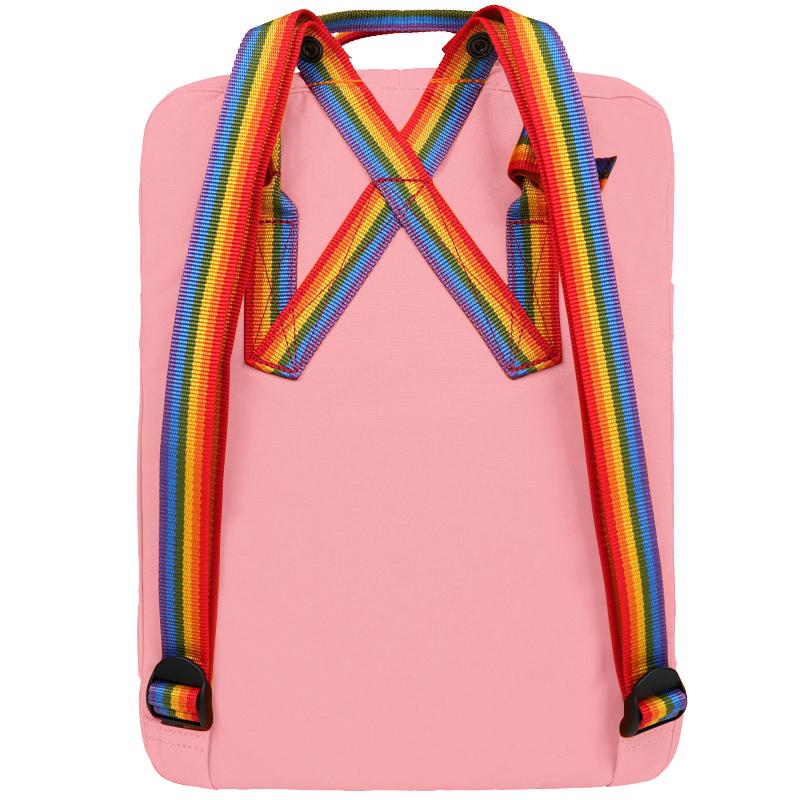 Fjallraven 16L Backpack Outdoor Bag Vinylon Pink & Rainbow Webbing Unisex 23620-312/907