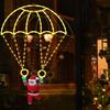 1pc Usb Powered LED Christmas Parachute Lights with Santa Claus for Roof Eave Balcony Garden Christmas Festival Atmosphere Decor