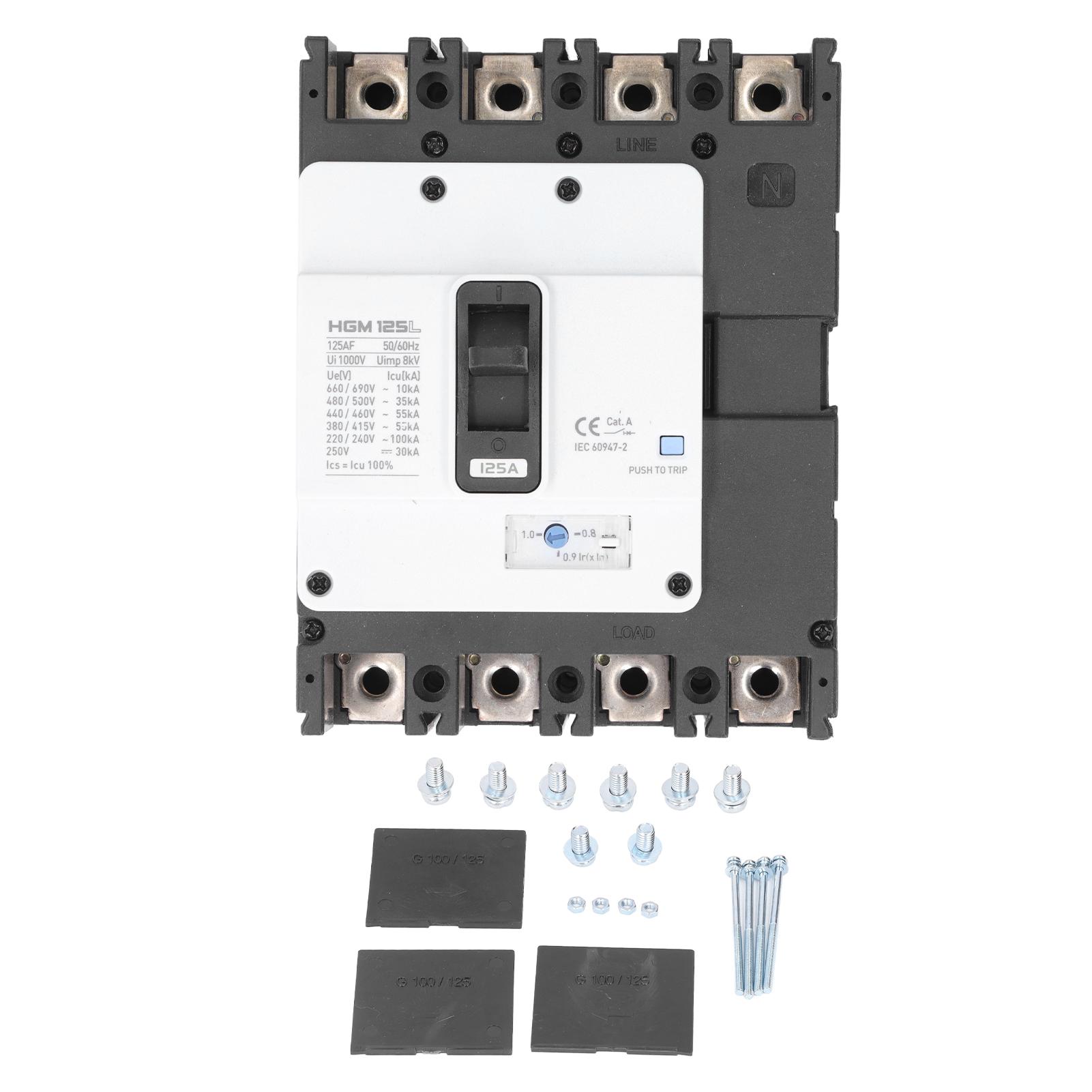 

Автоматичний вимикач 4P Захисний перемикач батареї Ізолятор Формований корпус MCCB 125A для двигуна