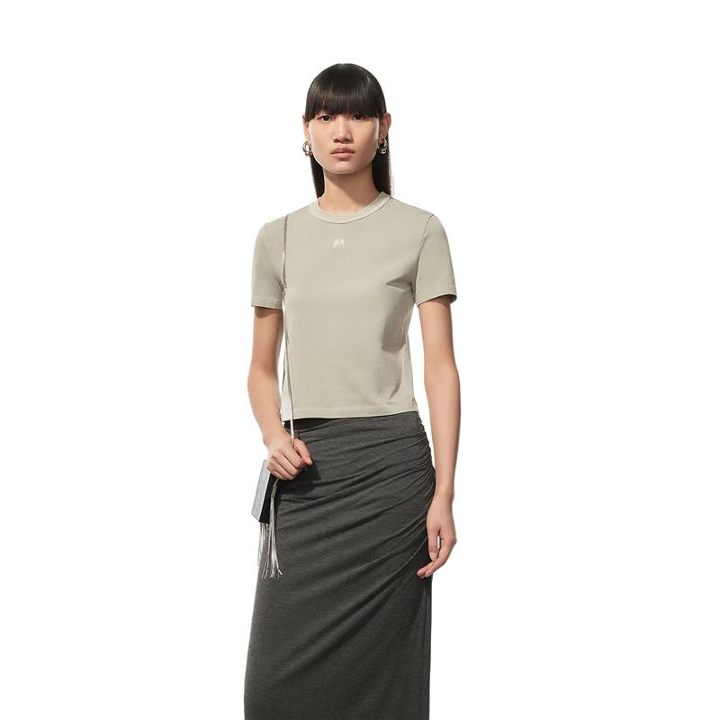 MO&Co. Women s Slim Fit Cotton Round Neck T-Shirt S (160)