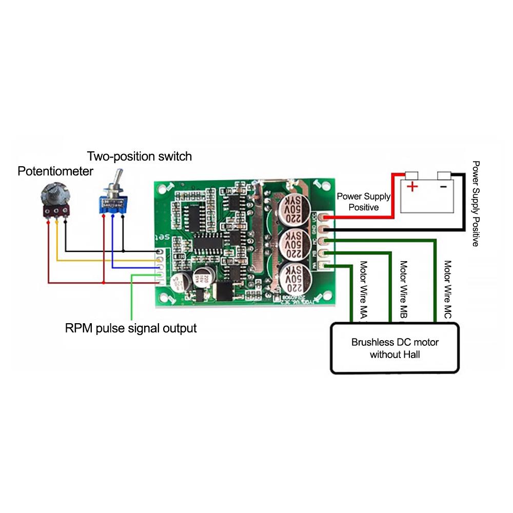 DC 12-36V 500W 15A Brushless Hall Free Motor Driver Board Motor Foward Reverse Speed Controller Control Switch Module