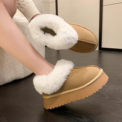 New Winter Short Plush Warm Snow Boots Women's Flats Casual Shoes Suede Fur Chelsea Ankle Boots Platform Ladies Shoe Botas Mujer
