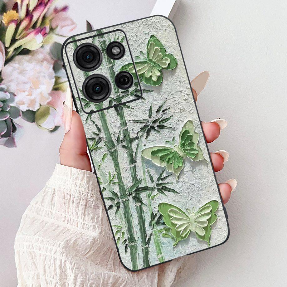 For Motorola G05 G15 Power G35 G55 G75 E15 Phone Case Back Cover Girly Fashion Flower Butterfly Paintong Soft TPU Bumper Fundas