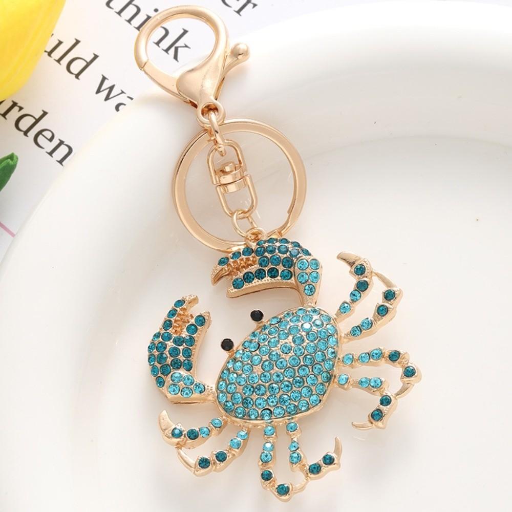 Crab-shaped Crab Keychain Sparkling Rhinestones Crystal Crab Key Ring Cute Crab Charm Key Ring Bag