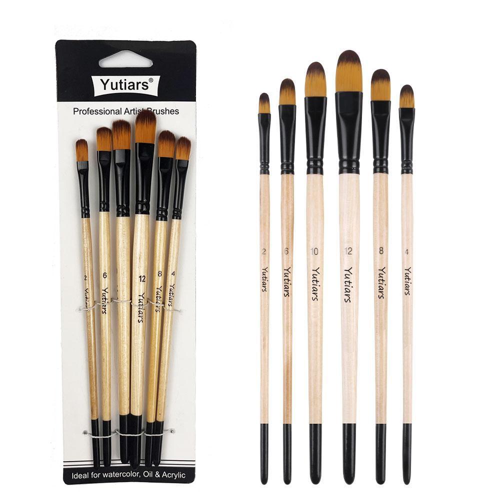 Yutiars Professional Artist Paint Brush Set- 6/24 PCS, Nylon Bristles for Watercolor, Acrylic, Oil Painting, Crafts & Face Body