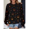 Womens Casual Hoodie With 3D Halloween Print Round Neck Lightweight Breathable Fabric