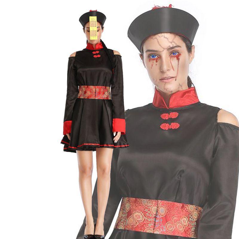 

Cosplay Clothe Halloween Zombie Vampire Vintage Embroidered Print Dress Clothing Zombie Dresses,L