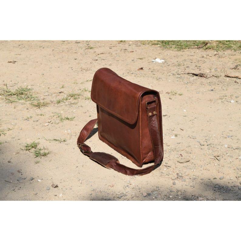 Handmade Leather Messenger Bag: Laptop Satchel, Crossbody Travel Bag