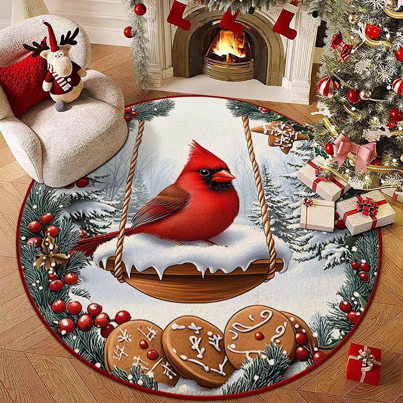 Christmas Crystal Velvet Round Rug for Living Room, Bedroom, or Entrance 60CM Round (Crystal Velvet)