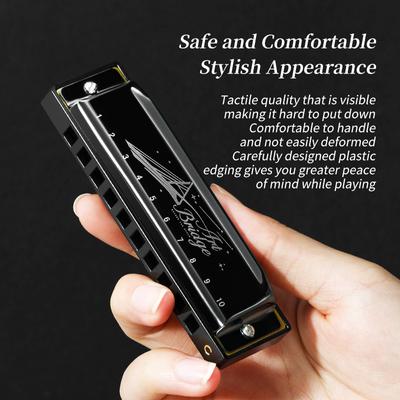 Blues Harmonica Mouth Organ 10 Hole C Key with Case, Diatonic Harmonica for Professional Player, Beginner, Students Gifts, Adult
