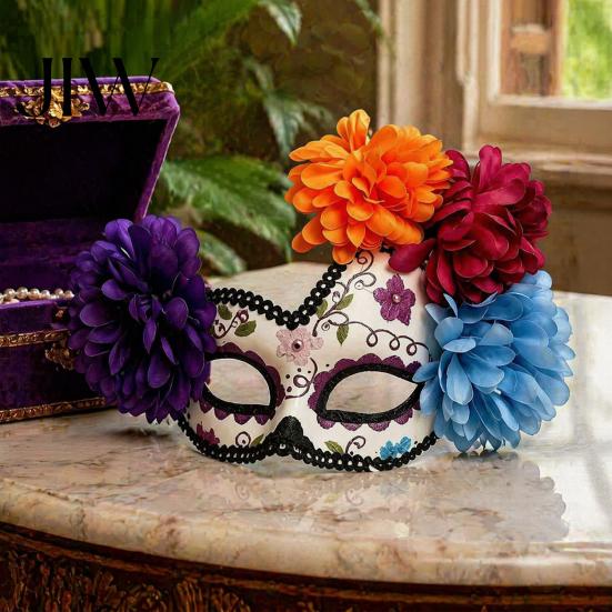 Máscara de Crânio Leve Design Halloween Baile de Máscaras Máscara, Flor Mexicana Dia dos Mortos Unissex para Almofada de Olho Fantasia, Traje a Rigor, Festa Cosplay