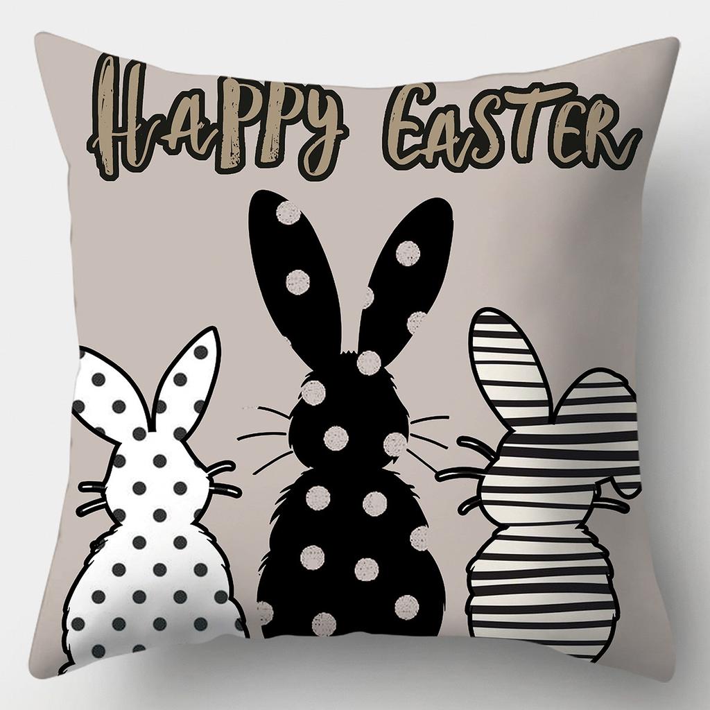 Easter Bunny Cartoon Pattern Decorative Throw Pillow Cover D Printed Polyester Sofa Cushion Case for Spring Home Decor