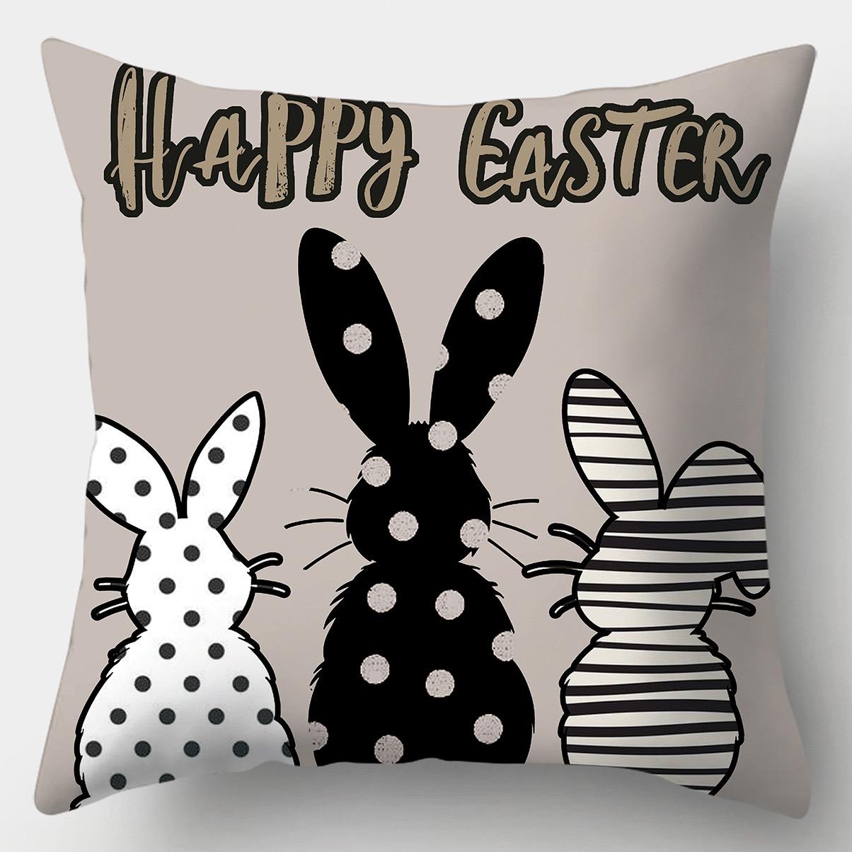 

Easter Bunny Cartoon Pattern Decorative Throw Pillow Cover D Printed Polyester Sofa Cushion Case for Spring Home Decor 40cmx40cm