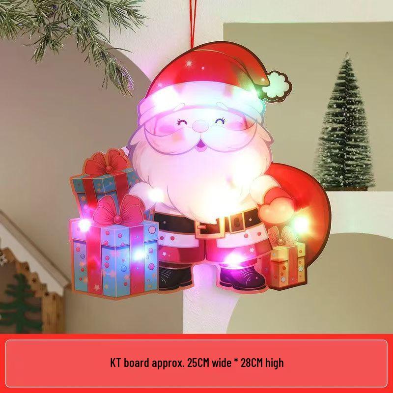New Christmas Glowing Ornaments: Santa, Deer & Polar Bear Lights for Door Hanging & Scene Decoration