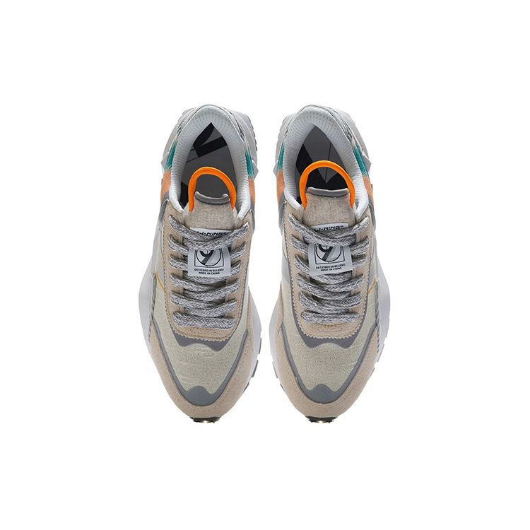 Li Ning Fabric Synthetic Leather Suede Comfortable Versatile Shock Absorbing Non-Slip Wear-Resistant Breathable Low-Top Running Shoes AGCR047-8