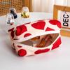 Red Heart Pattern Corduroy Makeup Bag - Cute Cosmetic Organizer Pouch, Portable Travel Toiletry Bag for Women