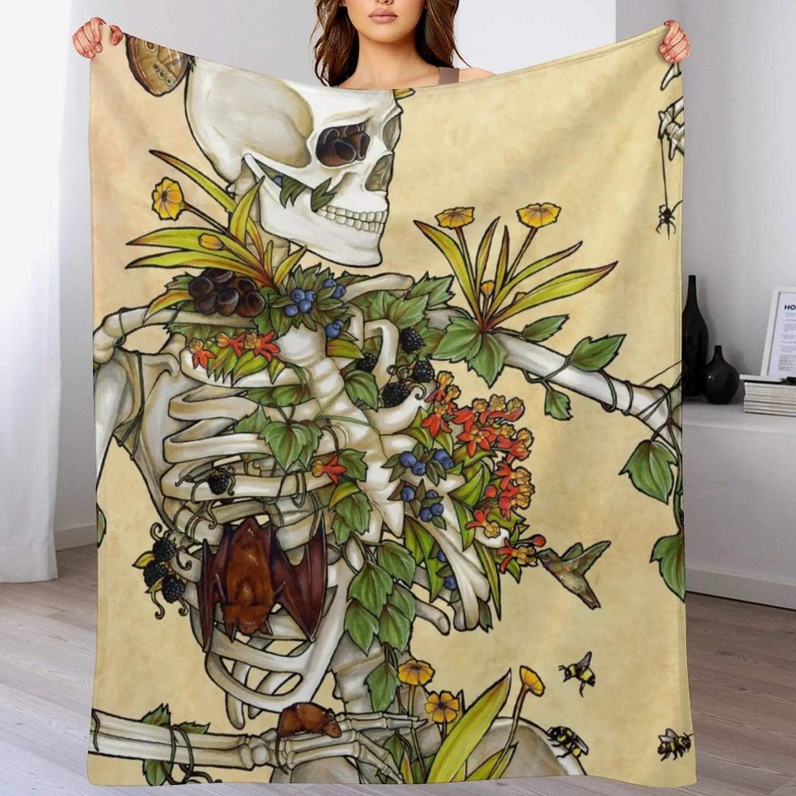 Bones and Botany Throw Blanket Elegant Warm Throw Blanket for Hotel Home 102x76cm(40x30in)