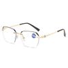 Fashion metal frame reading glasses anti-blue light elderly high definition reading glasses new frameless trimmed reading glasses