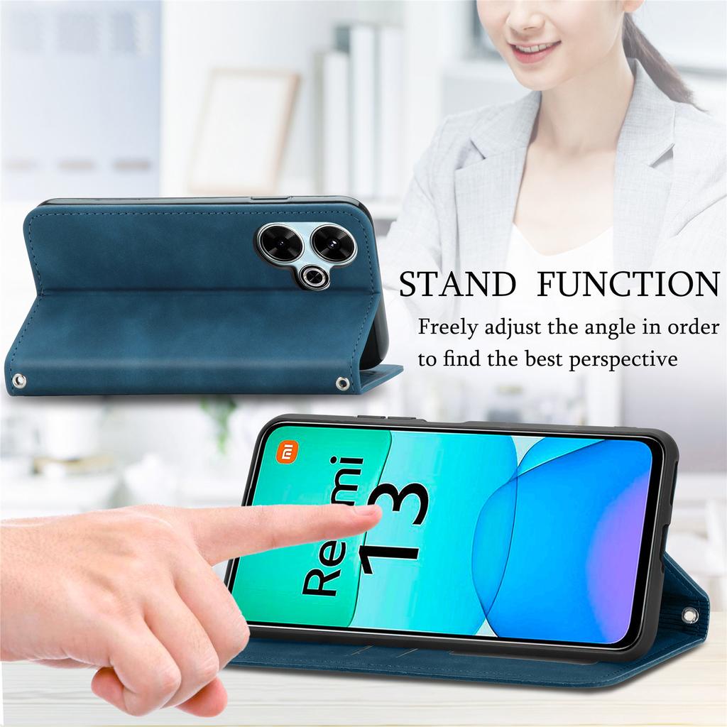 For Xiaomi Redmi 13 5G/4G Case Hidden Magnetic Leather Folding Stand Phone Cover