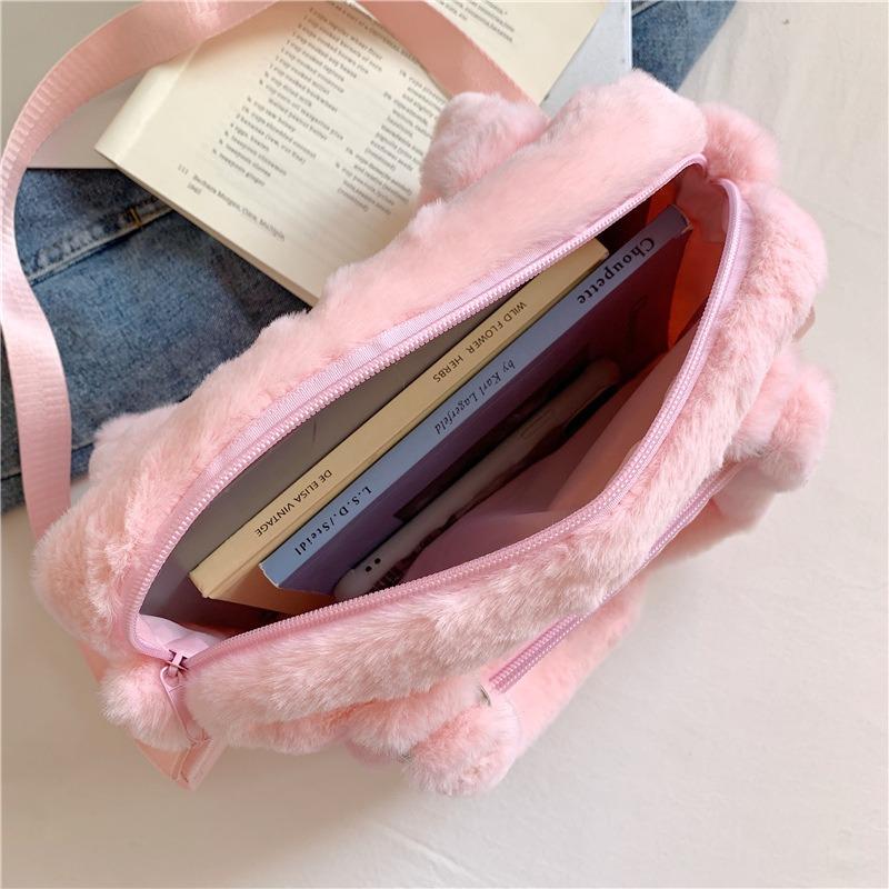 New niche design cute big-eared dog plush shoulder bag cartoon cute transparent bar woman