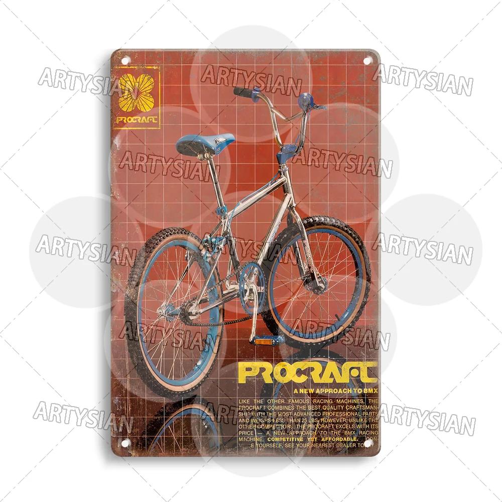 Vintage BMX Bike Metal Sign Bicycle Motocross Plaque Racing ACS TUF Pedals Procraft Kuwahara Raleigh Mongoose Dyno Diamond Back