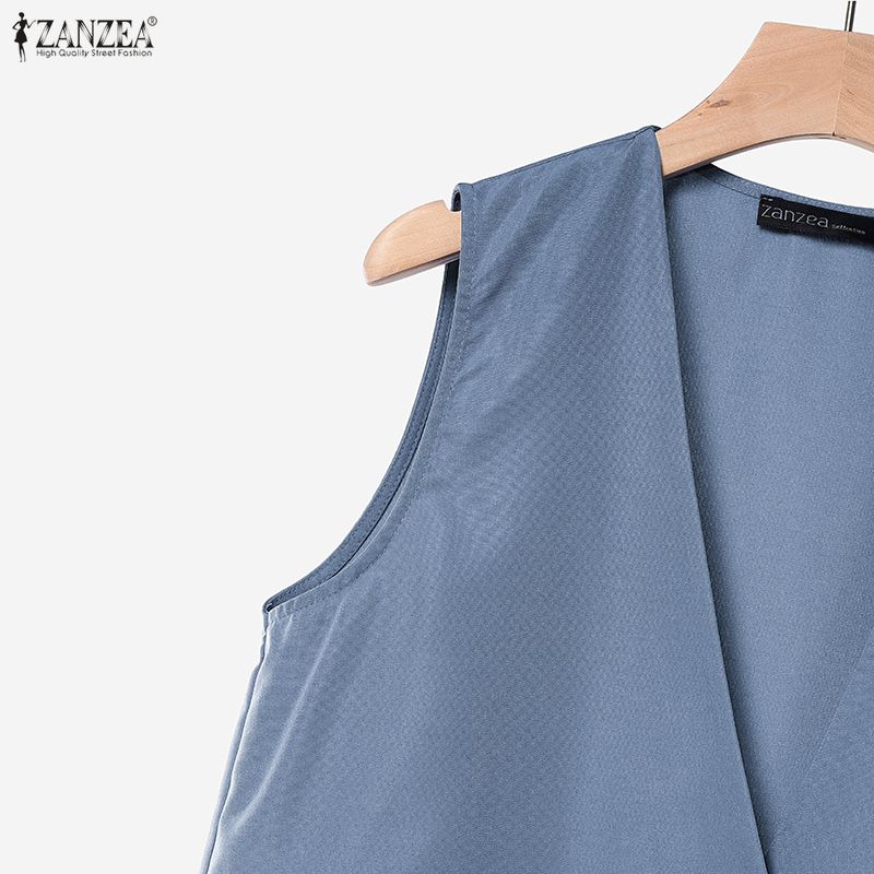 ZANZEA Women Sleeveless Long Vest and Long Pants Casual Two Piece Suit Sets