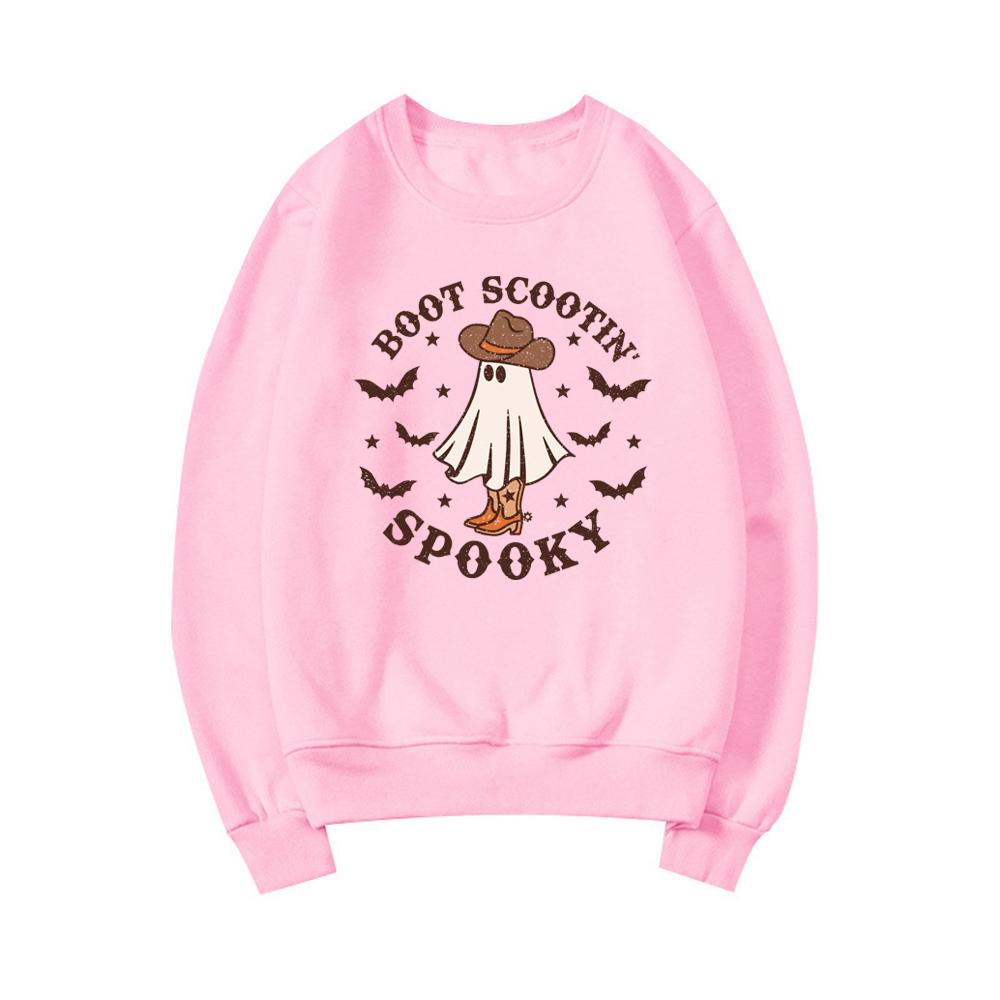 Boot Scootin Spooky Sweatshirt Halloween Hoodie Cowboy Ghost Women Sweatshirts Cute Spooky Pullover Halloween Gift