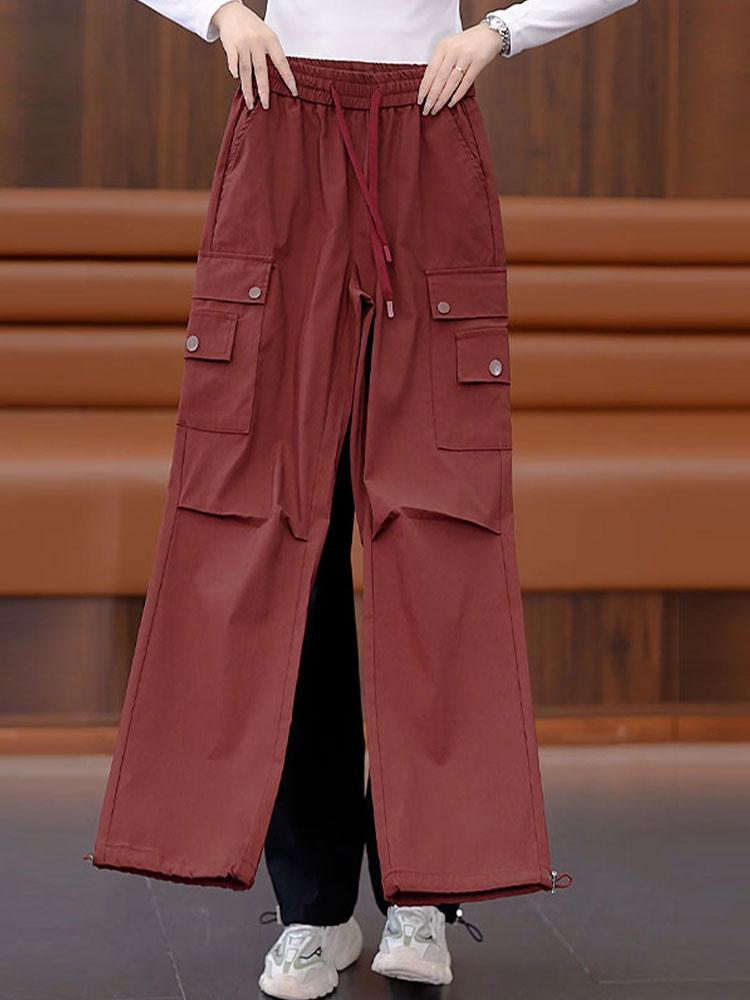 Women's Autumn/Winter 2024 High-Waisted Wide-Leg Sweatpants - Thick, Casual, Slimming Design