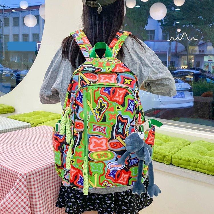 Schoolbag New Trend ins Personality Casual Graffiti Versatile Large Capacity School Bag Middle School Student Travel Backpack