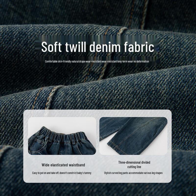 Girls' Loose Wide-Leg Denim Jeans