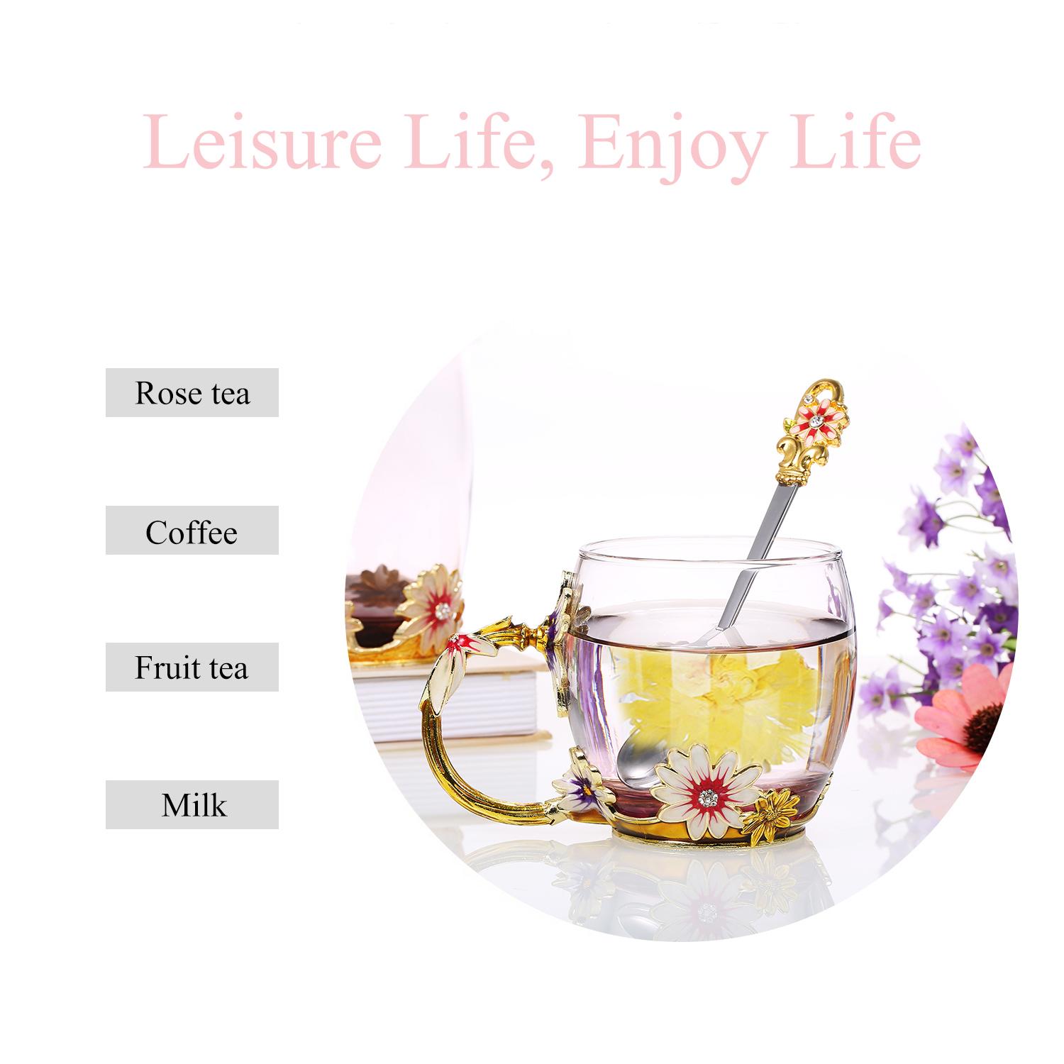 

Red Rose Enamel Craft Water Cup Drink Mug with Handle Design Tea Coffee Cup with Spoon Cleaning Cloth Set 320ML type 2 красный