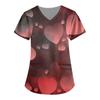 Women Valentines Day Ladies Nurse Uniform Love Print Gradient Short Sleeve Pocket Work Shirt Tunics Carer Medical Nursing Blouse