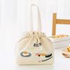 Portable Japanese Style Canvas Large Capacity Thick Lunch Pouch Bento Tote Bag