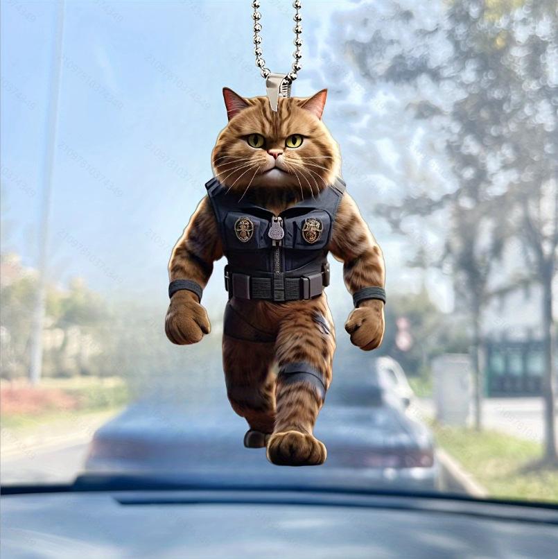 Cat Carrying Cow Christmas Home Christmas Tree Ornaments Acrylic Flat Pendant Car Pendant Keychain Pendant