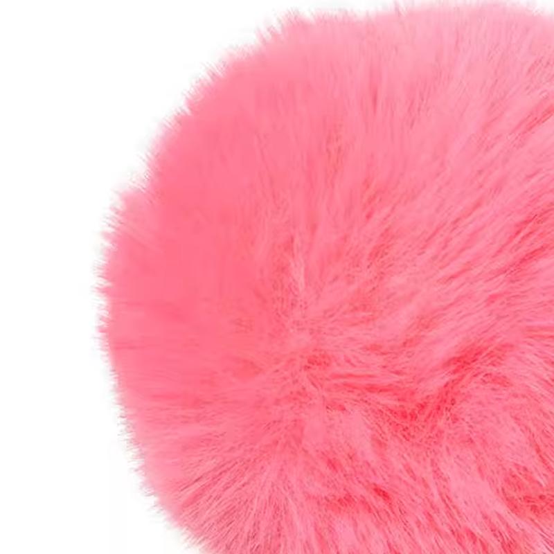 Crocs Puff Ball Solid Color Design Synthetic Fiber Shoe Accessories Women's Pink