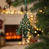 Acrylic Flower Tree Figurines Christmas Ornament with Lanyard, Xmas Shaped Gift for Friends Family Decorative Hanging Pendant Holiday Tree,