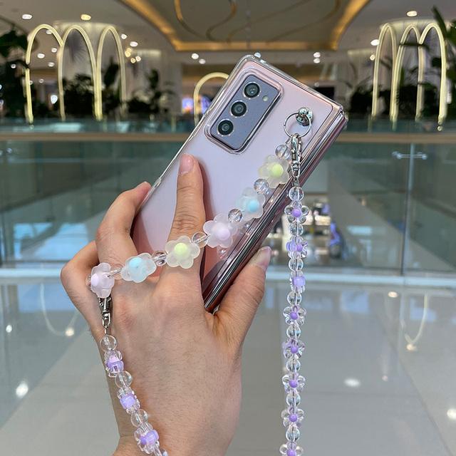 

Милые красочные прозрачные браслеты с цветами, ручная цепочка, прозрачный жесткий чехол для телефона Samsung Galaxy Z Fold 3 2 5g For Samsung Z Fold 3