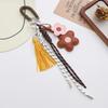 Yogodlns 1Pcs Fashion Faux Leather Flower Tassel Braided Rope Bag Charms Pendant For Women Handbag