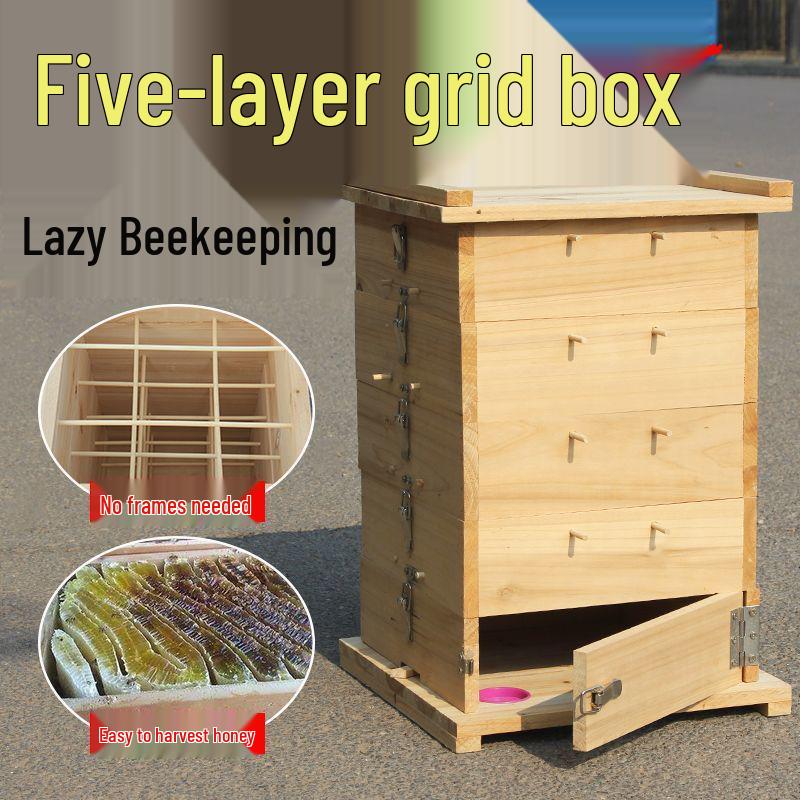

Beehive Grid 5-Layer Cedar Wax Beehive Set: Traditional Beekeeping for Honeycomb Attraction