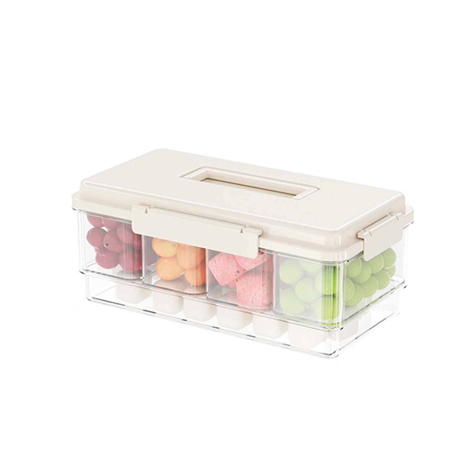 

New Refrigerator Fresh-Keeping Box Divided Snack Organizer Box Leakproof Food Organizer Tray With Lids Airtight And Handle молоко, білий колір